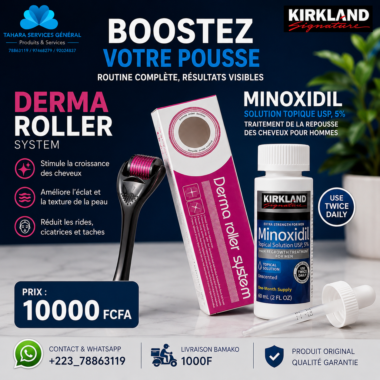 DERMA ROLLER SYSTEM & MINOXIDIL KIRKLAND 5%